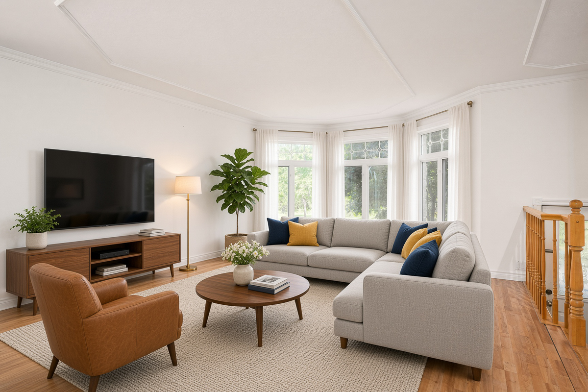 Salon Airbnb avec staging virtuel