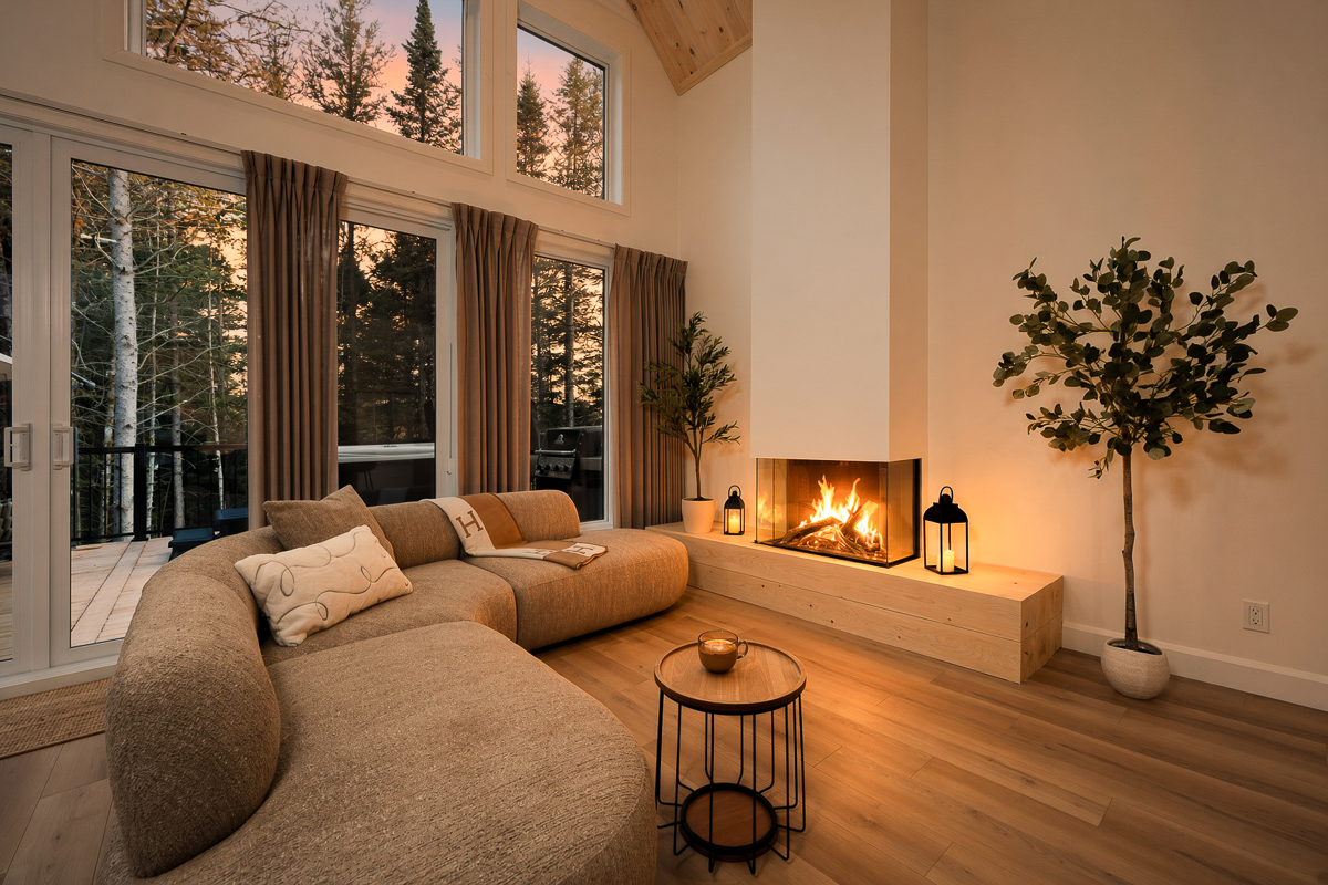 Salon Airbnb avec staging virtuel