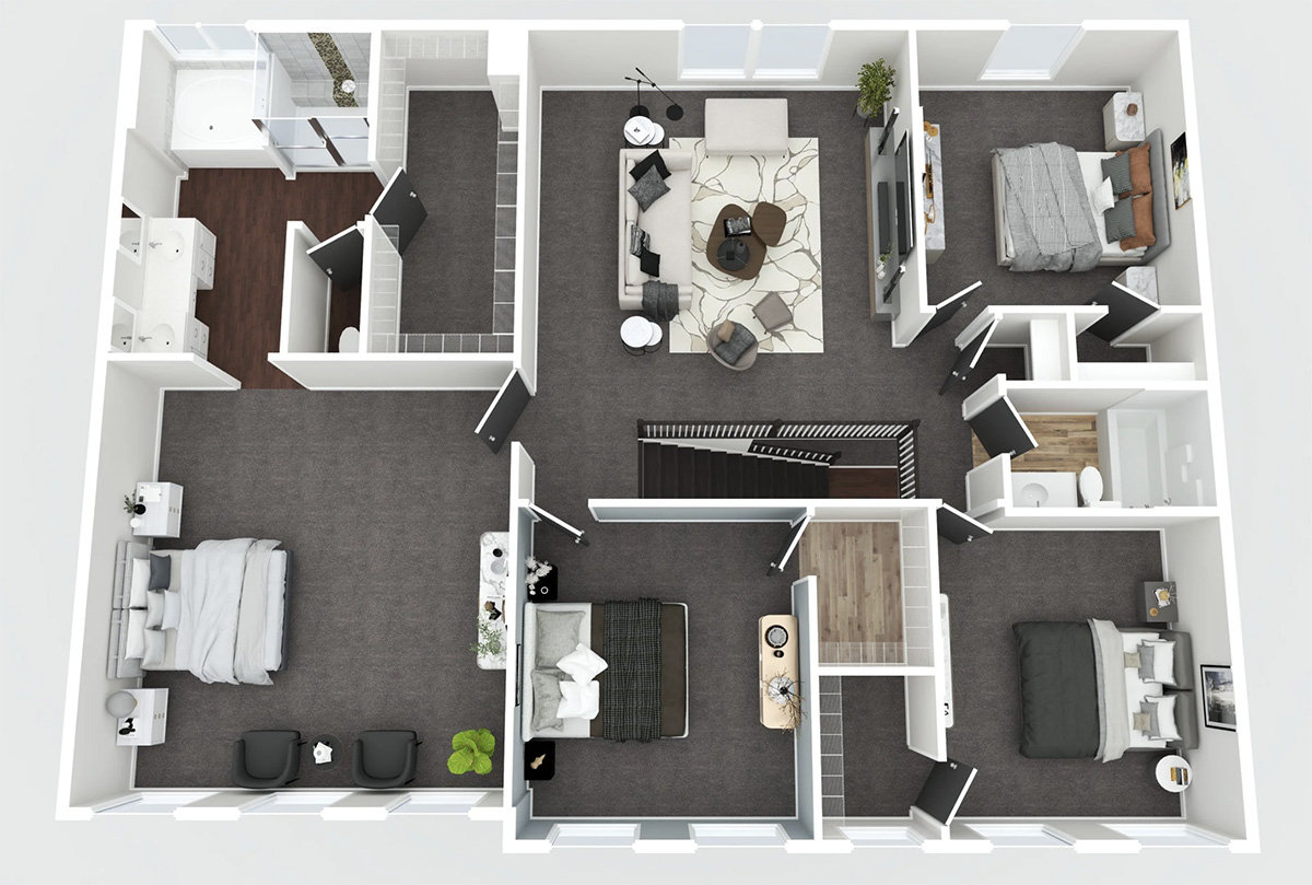 Plan 3D d'un logement Airbnb