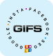 Circular arrangement of social media icons with letters spelling GIFS inside, including Facebook, Instagram, Twitter, LinkedIn, Pinterest, and Google icons.