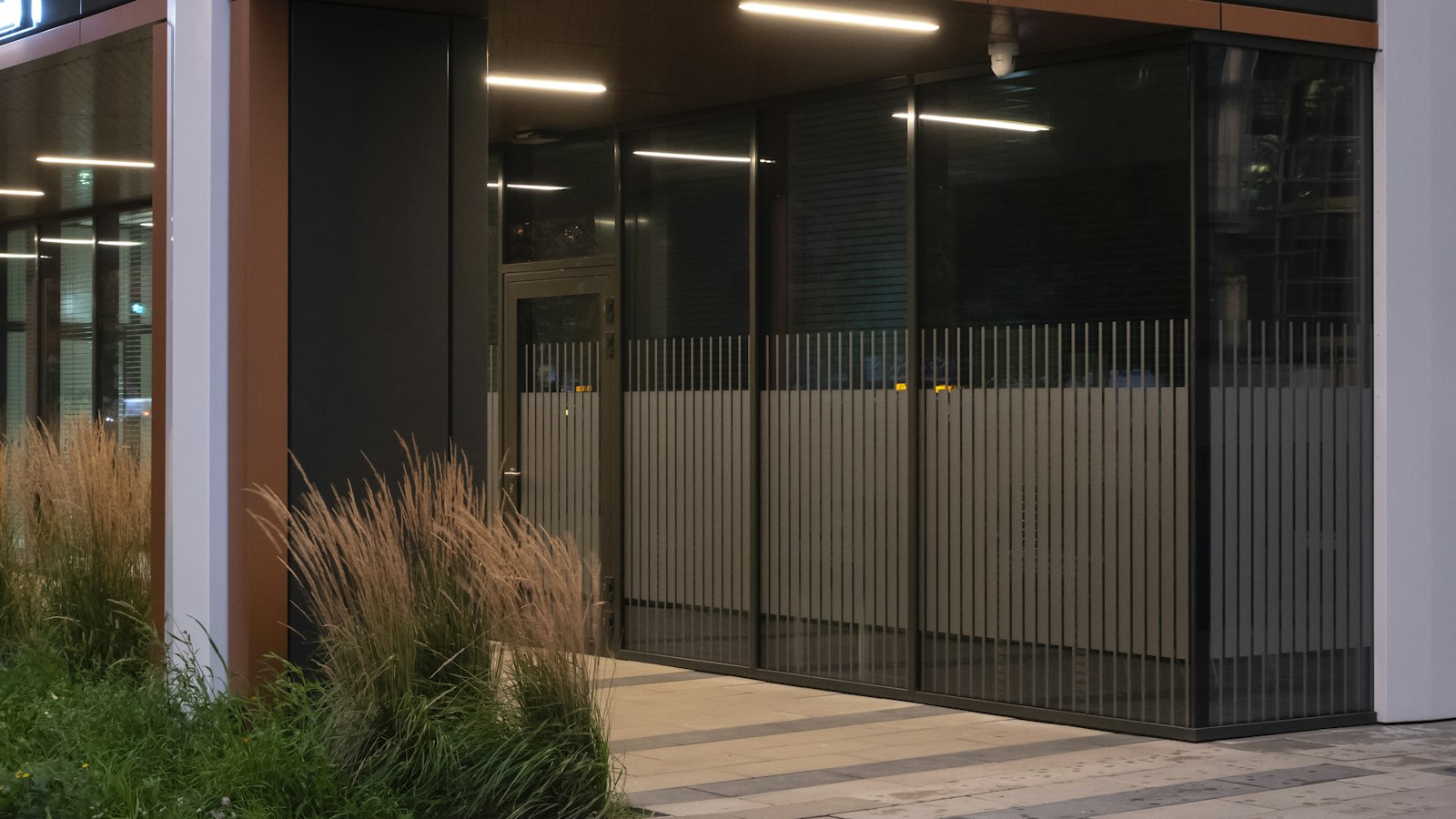 Entrée vitrée d'un immeuble de bureaux au crépuscule : l'autorisation d'exercer et l'agrément des dirigeants