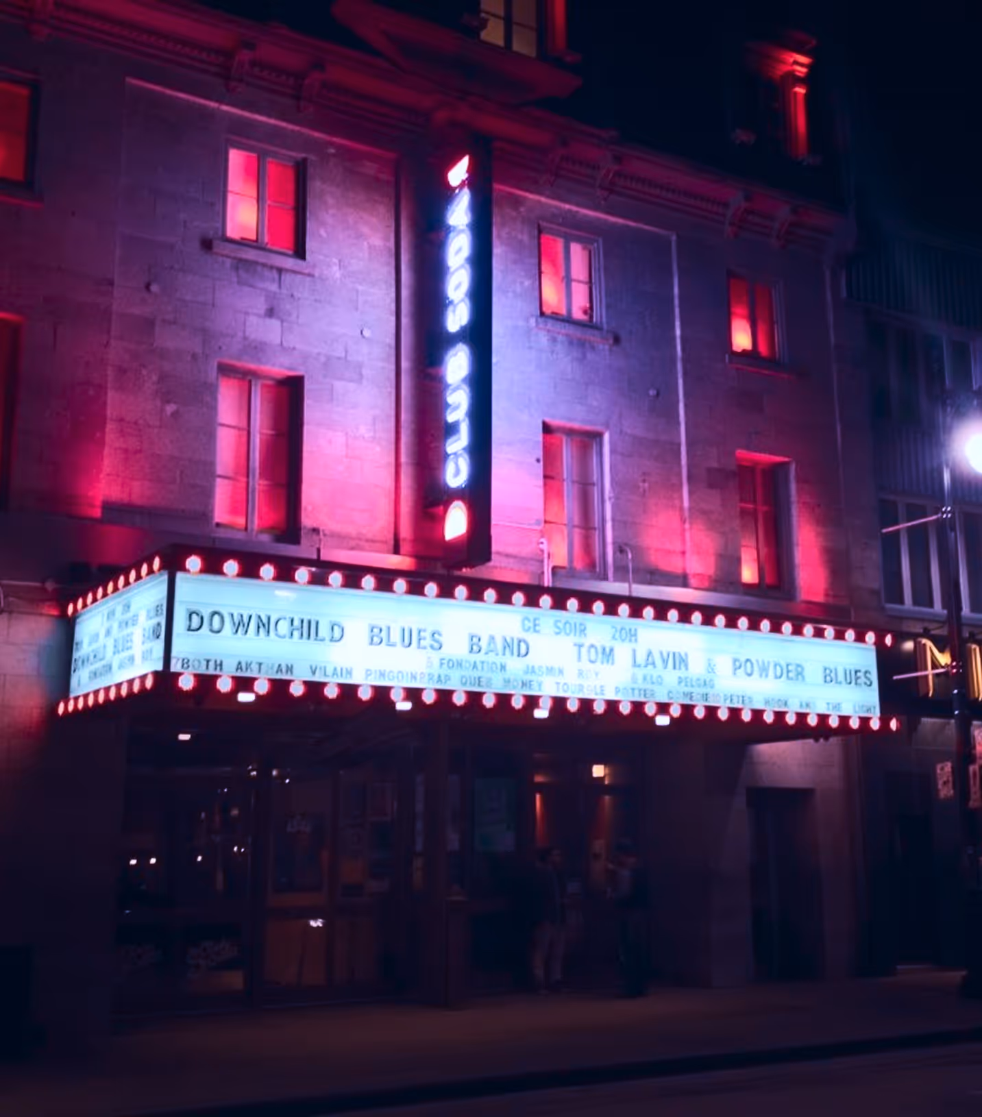 A photo of the Club Soda venue from the outside