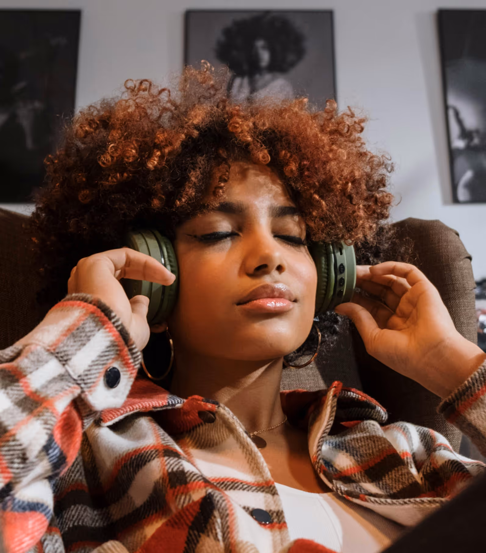 A person listening to music