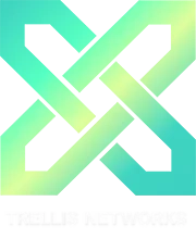 Trellis Networks logo. Intertwined gradient turquoise and green geometric shapes forming a symmetrical pattern.