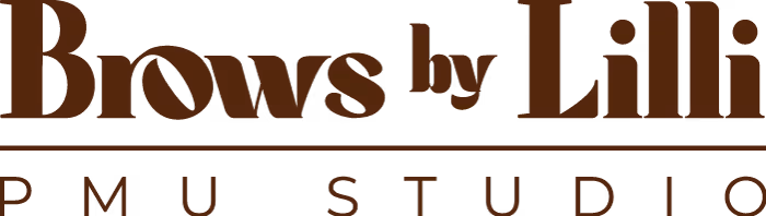 Brows by Lilli PMU Studio logo in dark brown text with a horizontal line.