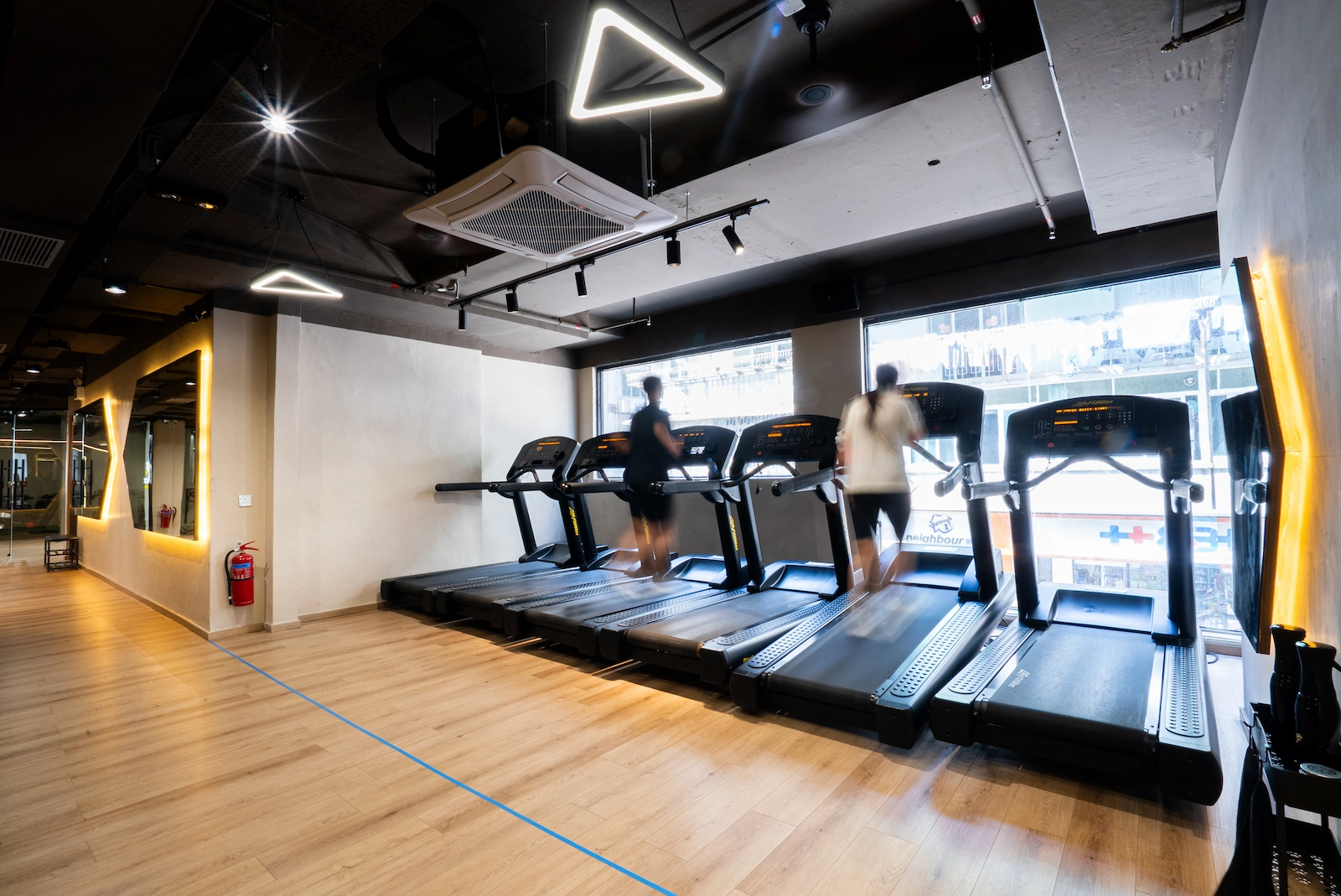 Cardio training area at Flex Fitness Ocean Mall, Macau.