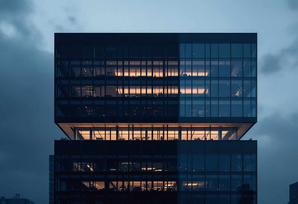 image of modern office building exterior (for a fintech company)