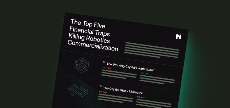 Document titled The Top Five Financial Traps Killing Robotics Commercialization with two listed traps.