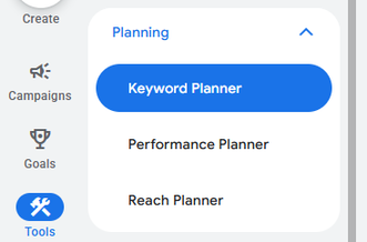 Ga in Google Ads naar Keyword Planner