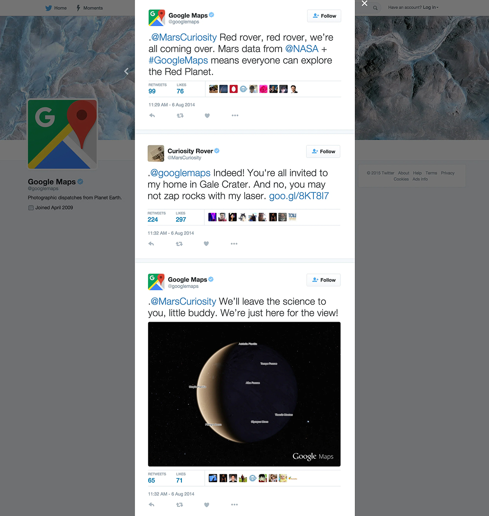 Google Maps Moon and Mars