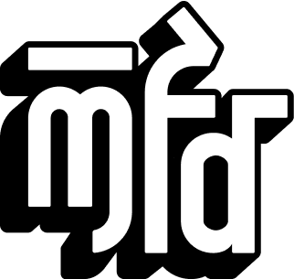 White stylized text logo reading Har Ghar mfd on a black background.