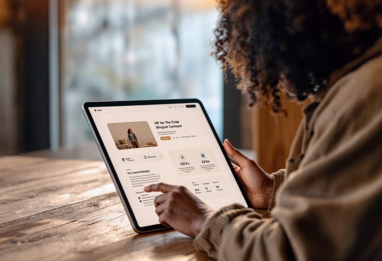 [interface] image of employee interacting with hr software (for a hr tech)