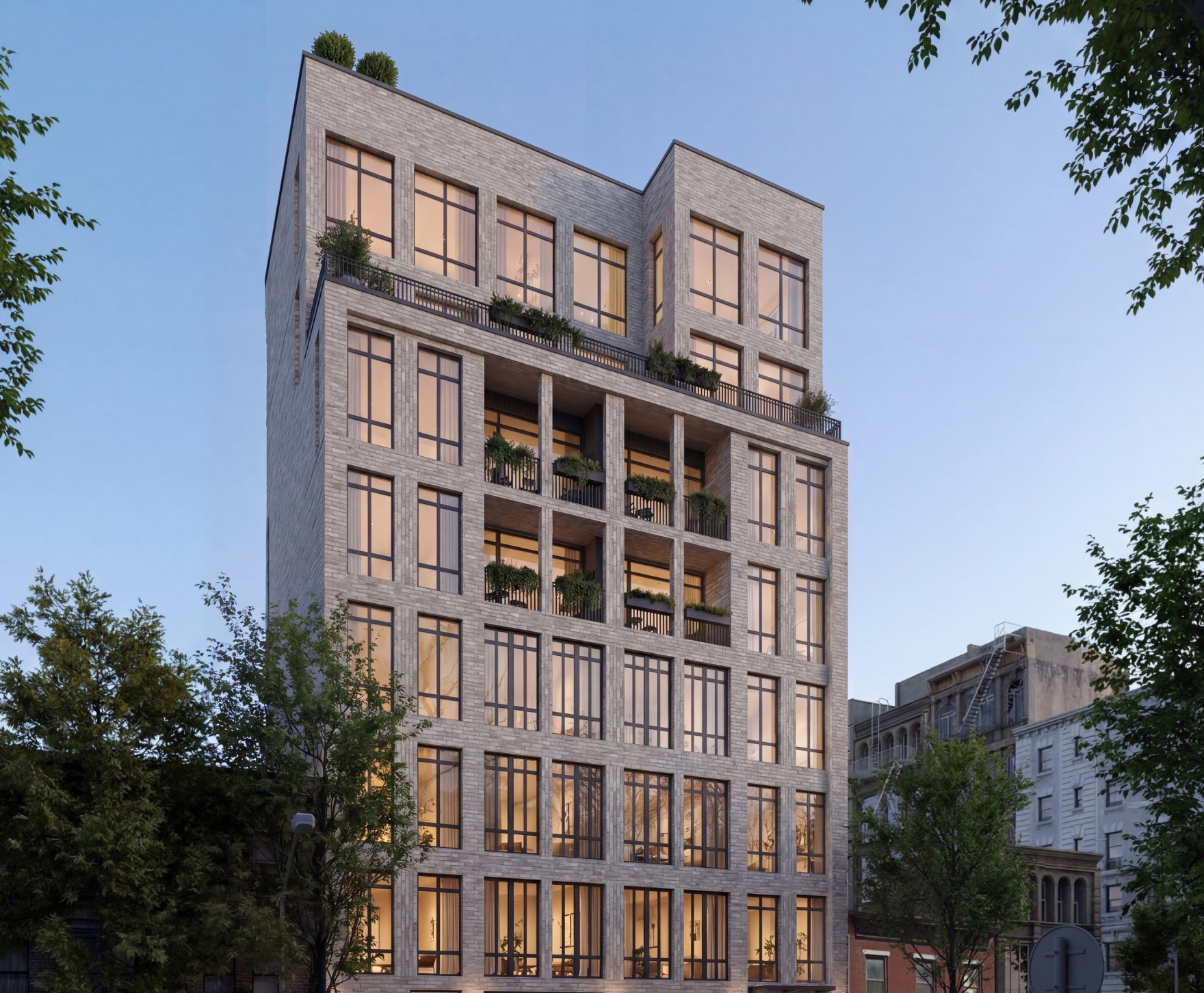 717 Grand's timeless façade draws from Williamsburg’s historic brick rowhouses.