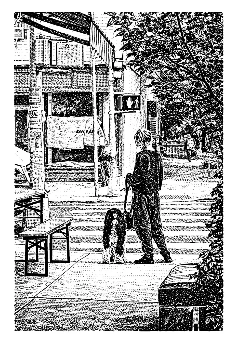 Woodcut of a Williamsburg street