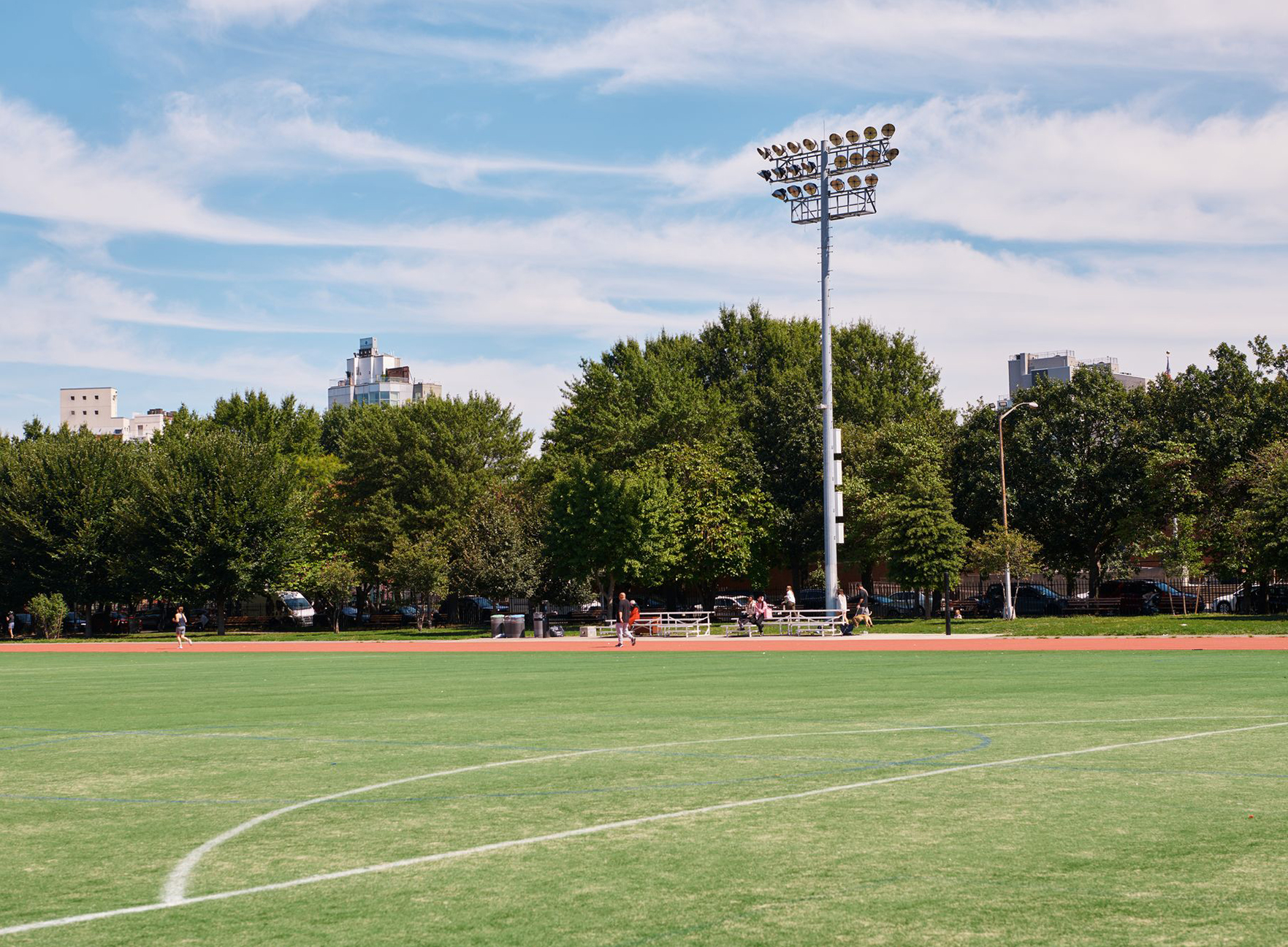 The playing field and track at McCarren Park.