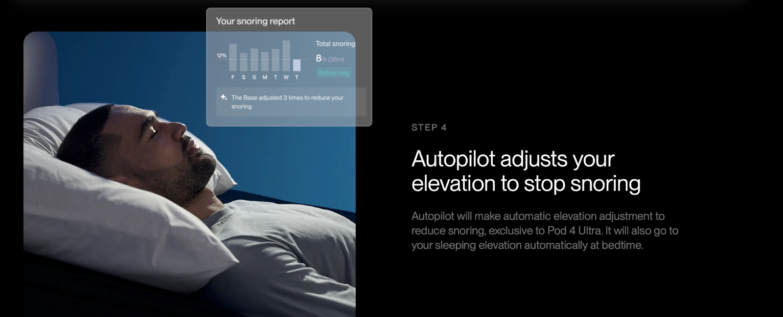 A screenshot of Eight Sleep, which focuses on snore detection
