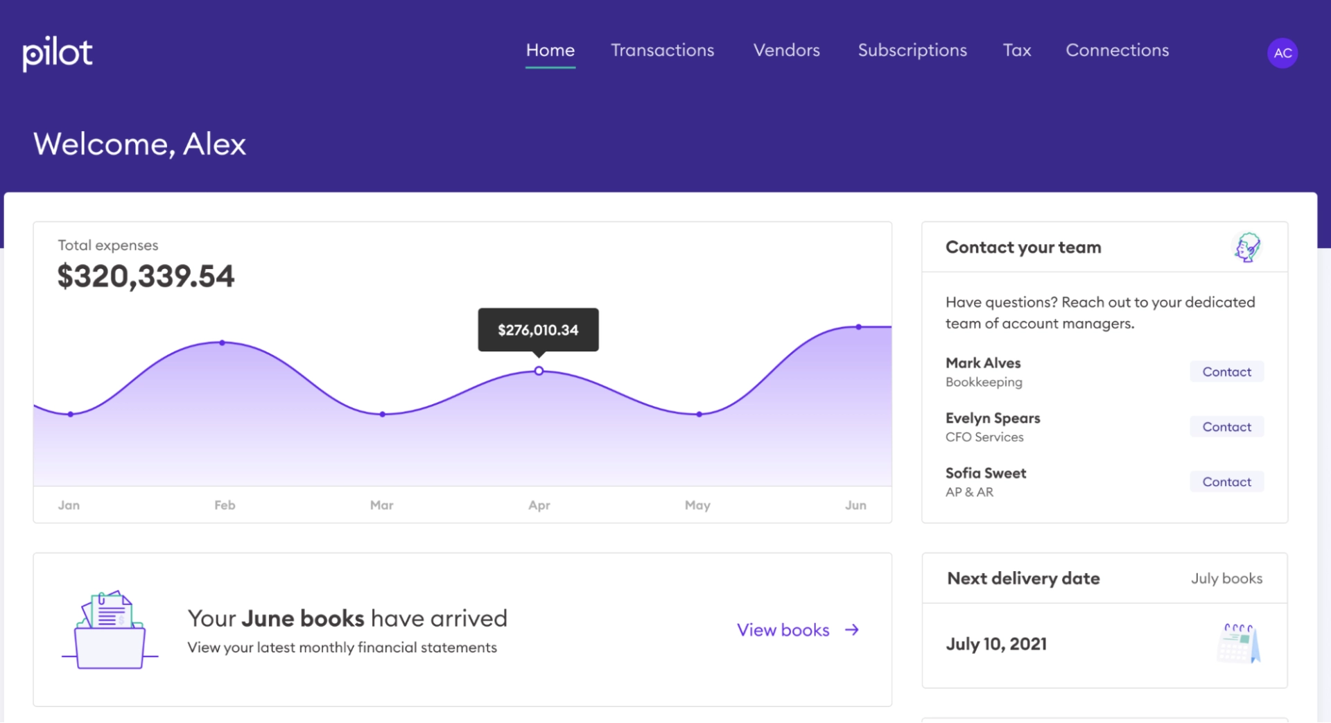 A screenshot of Pilot software