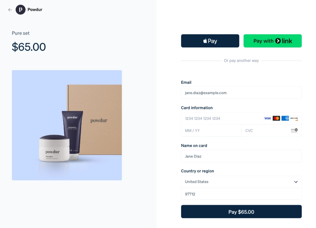 A screenshot of Stripe Checkout