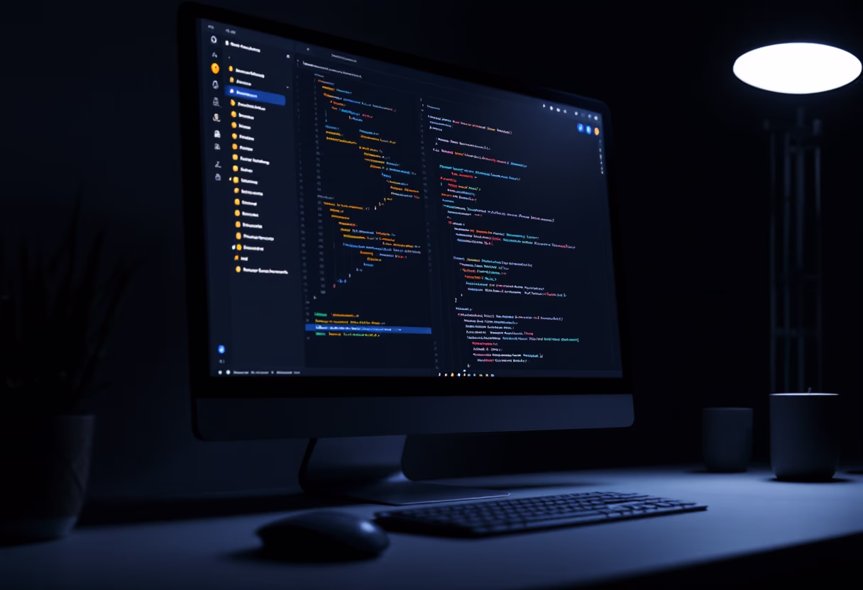 [interface] image of coding interface showing blockchain development