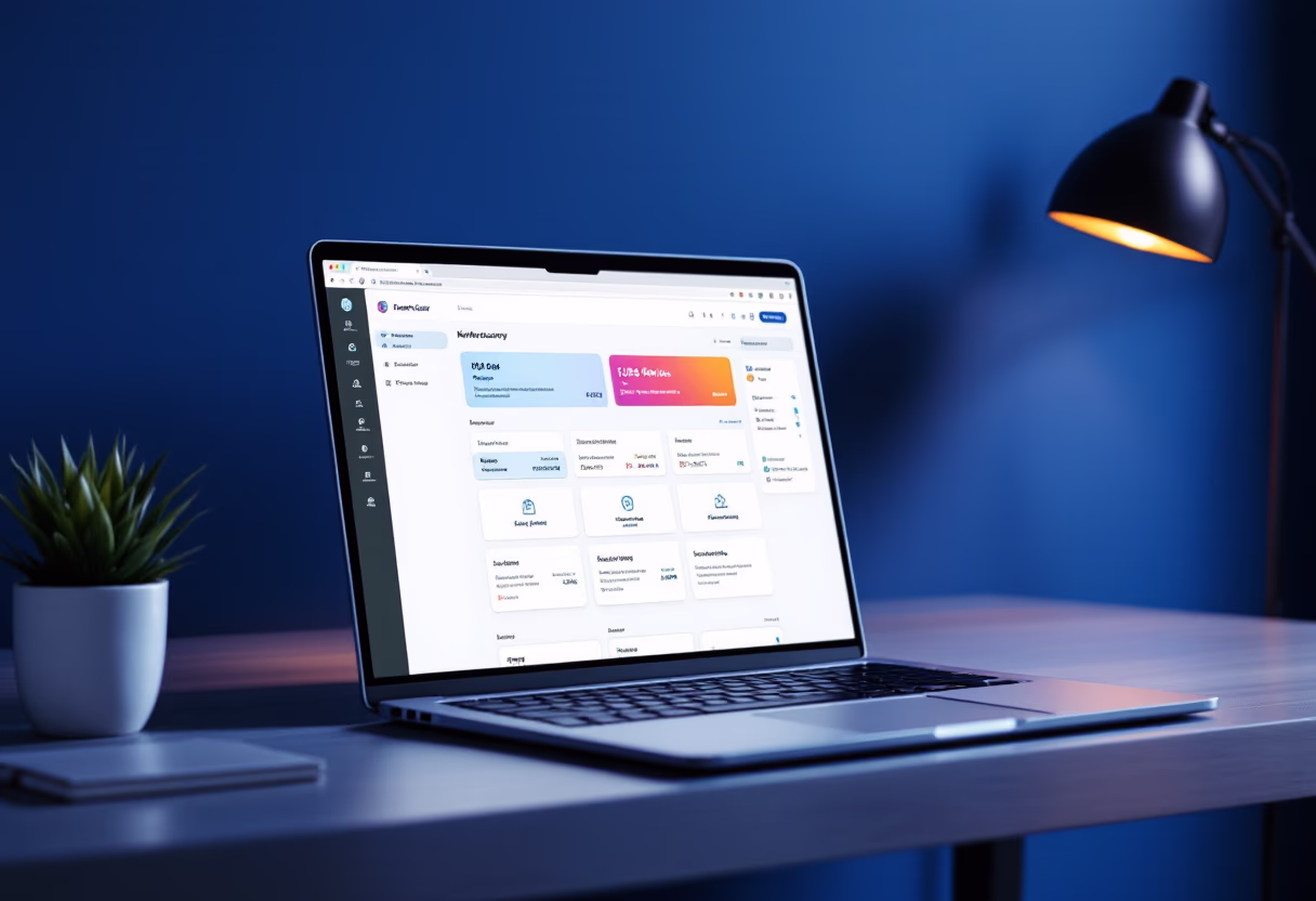 [interface] image of a laptop with network security software interface