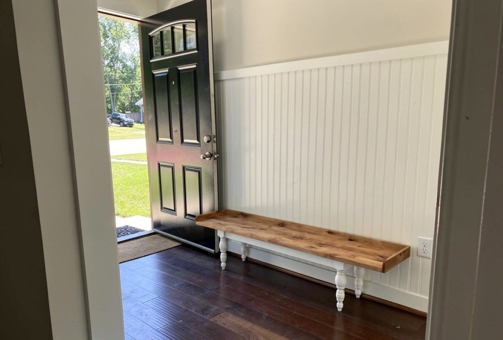 Custom alder hardwood seating bench by RedLeg Wood LLC Mont Belvieu TX
