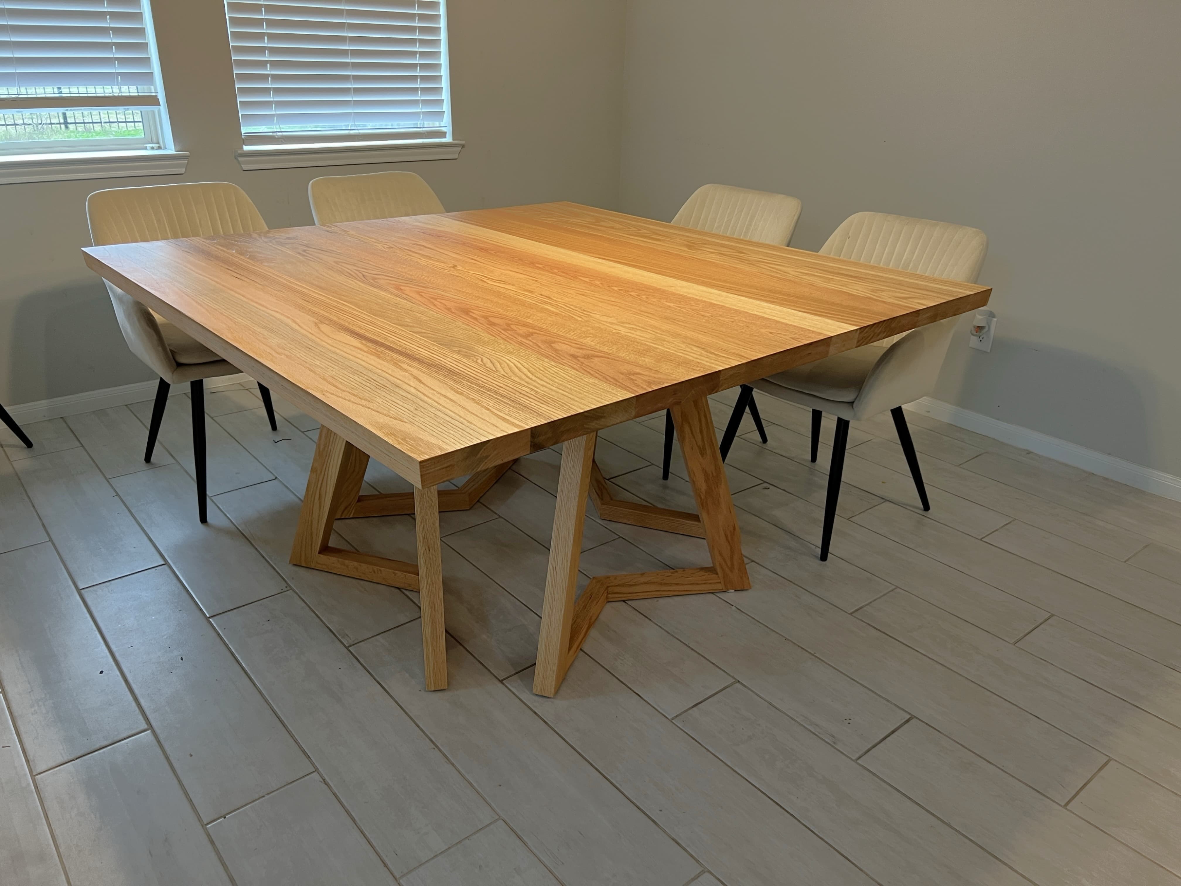 Custom red oak dining table by RedLeg Wood LLC Mont Belvieu TX