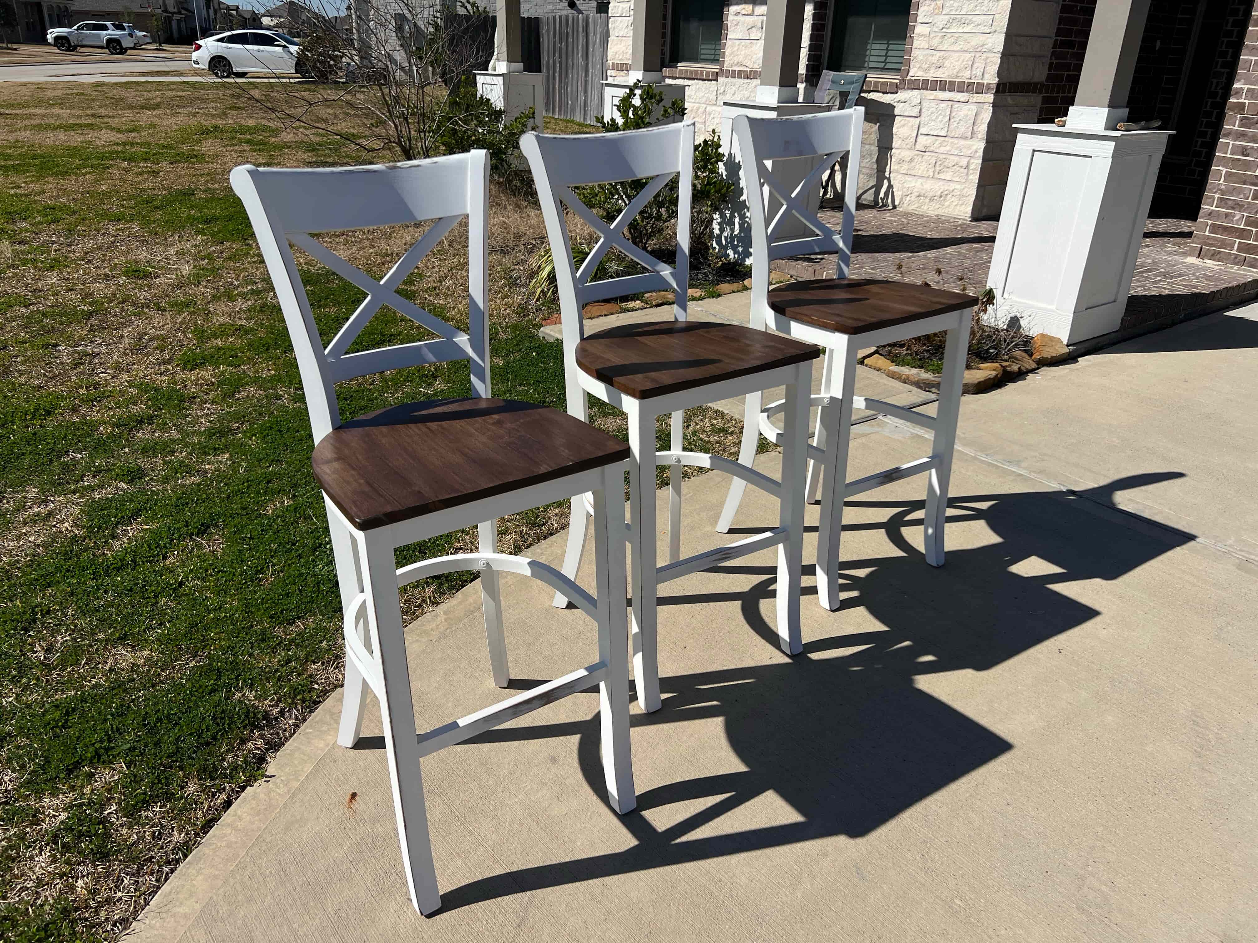 Custom wood bar chairs by RedLeg Wood LLC Mont Belvieu TX