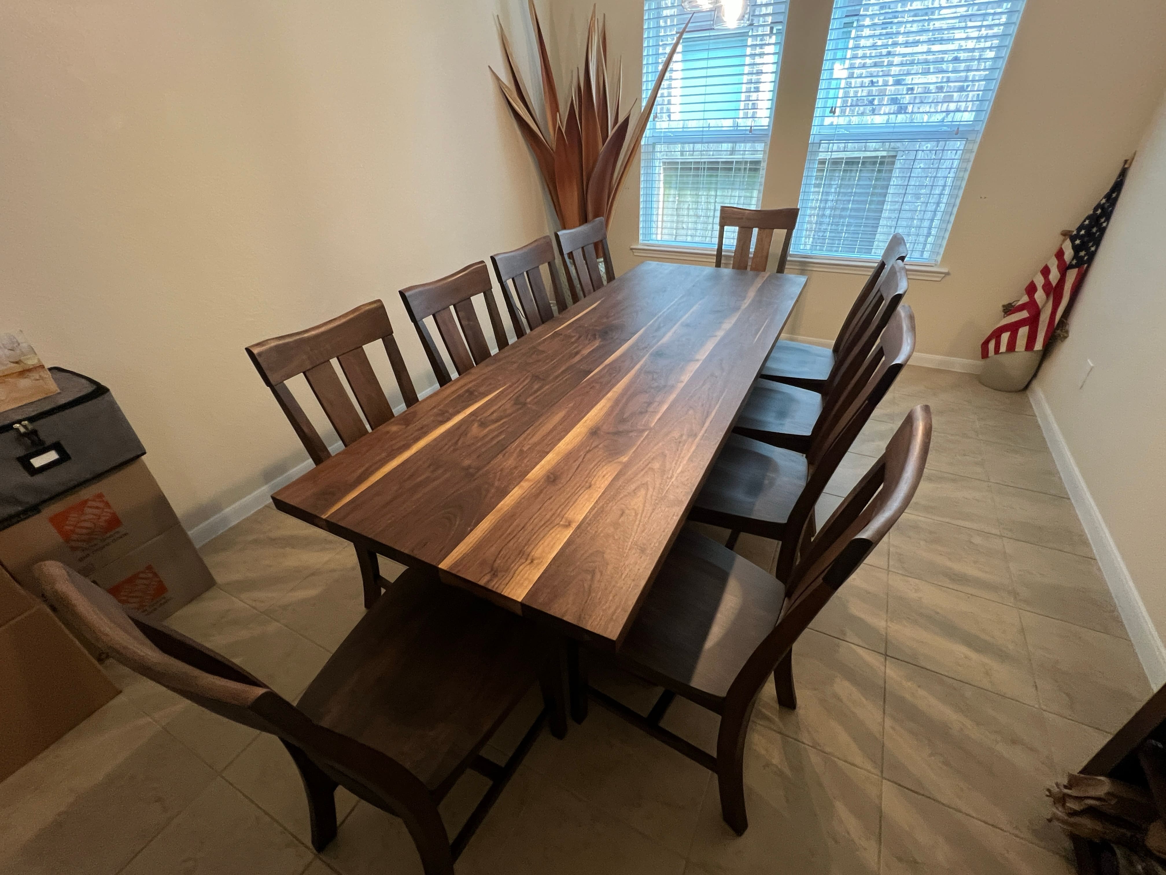 Custom hardwood walnut dining set by RedLeg Wood LLC Mont Belvieu TX