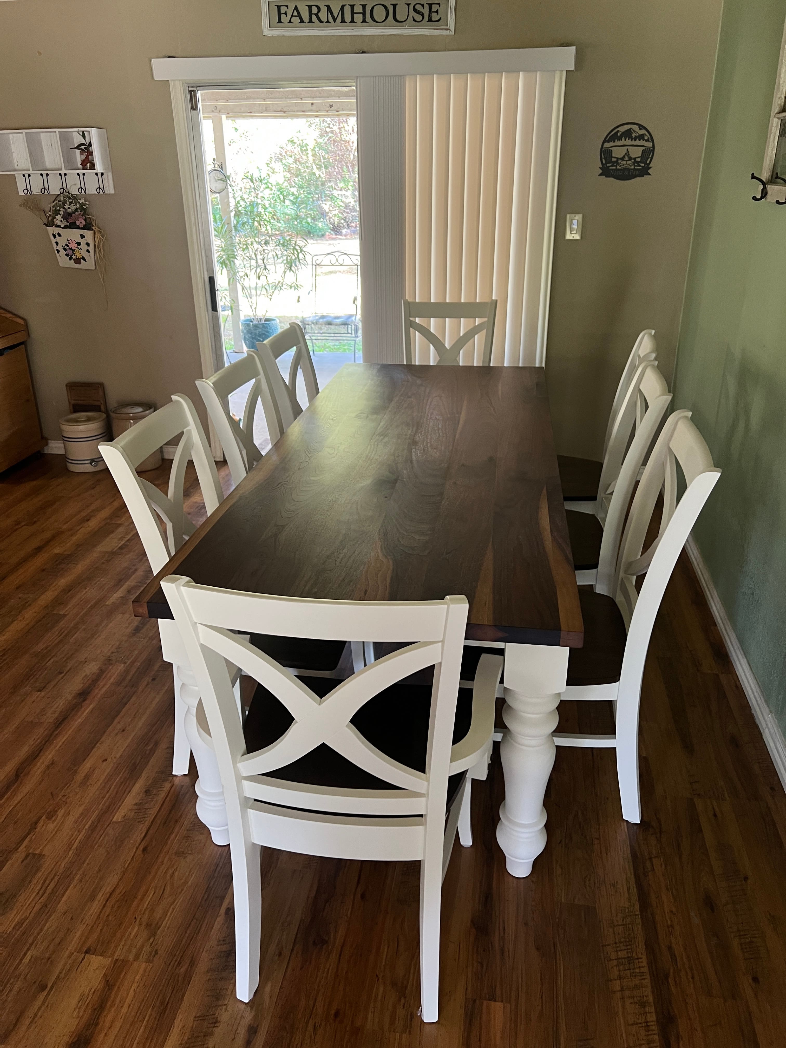 Custom hardwood walnut dining set by RedLeg Wood LLC Mont Belvieu TX