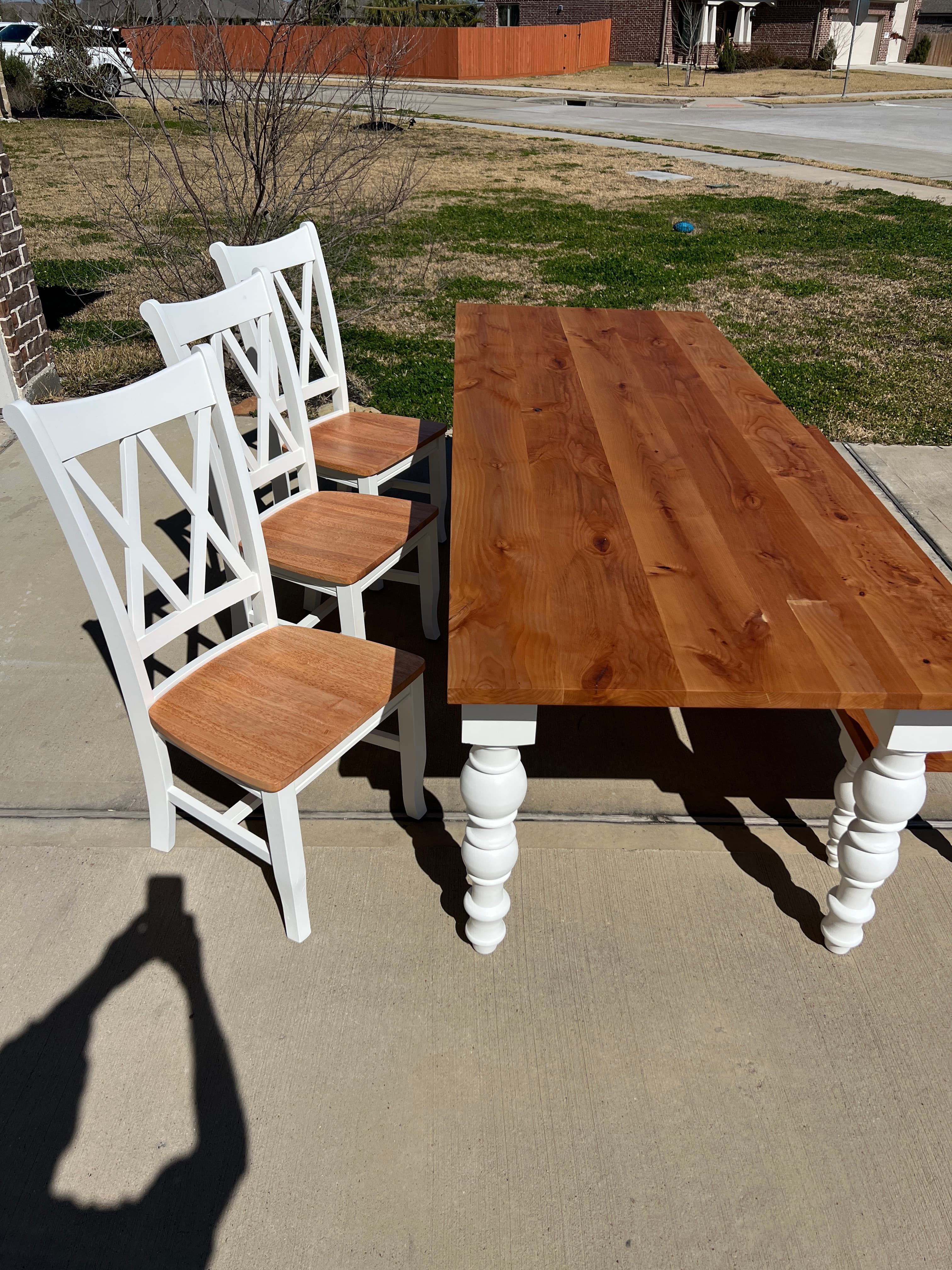 Custom alder hardwood dining set by RedLeg Wood LLC Mont Belvieu TX