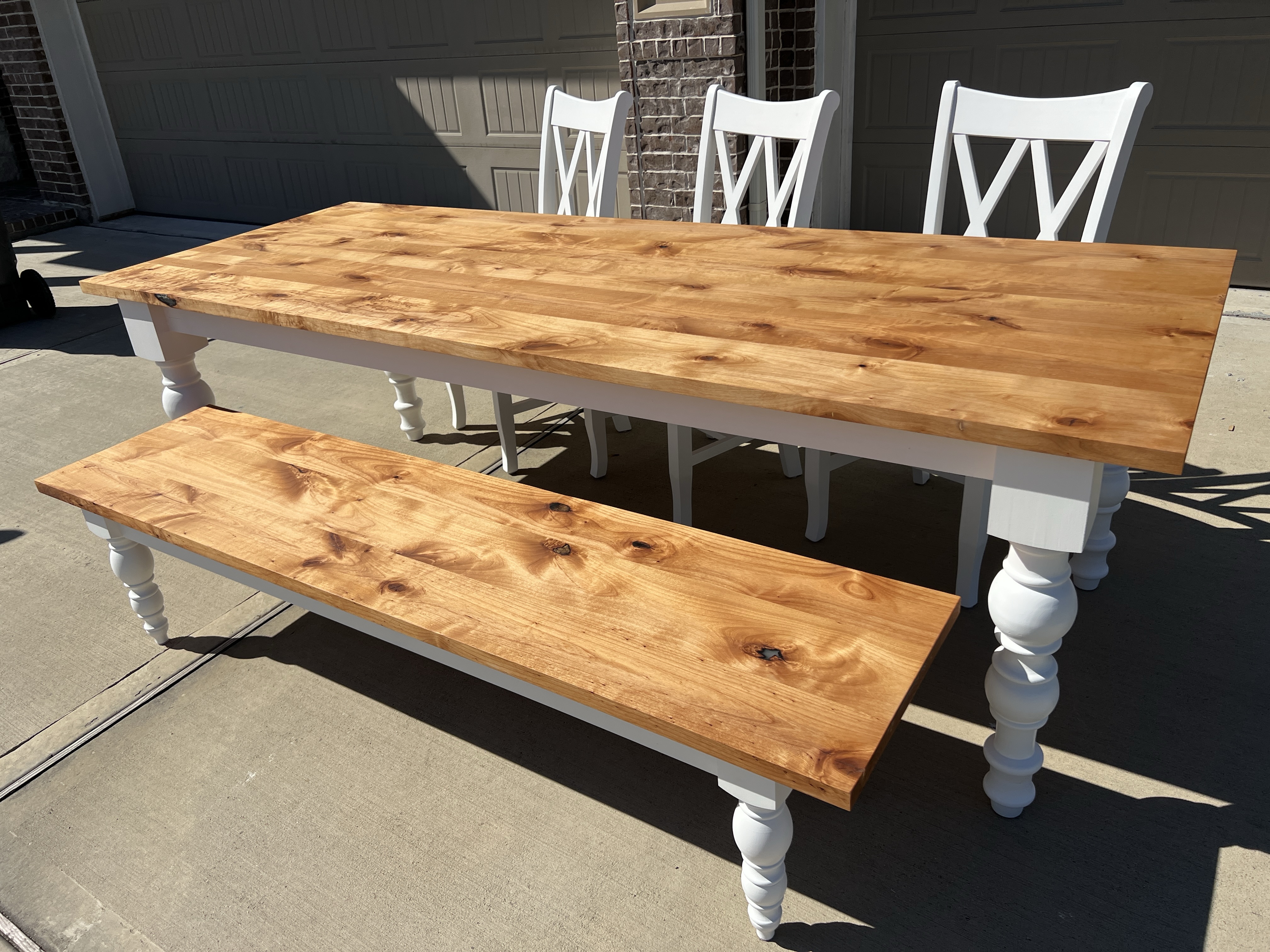 Custom hardwood walnut dining set by RedLeg Wood LLC Mont Belvieu TX
