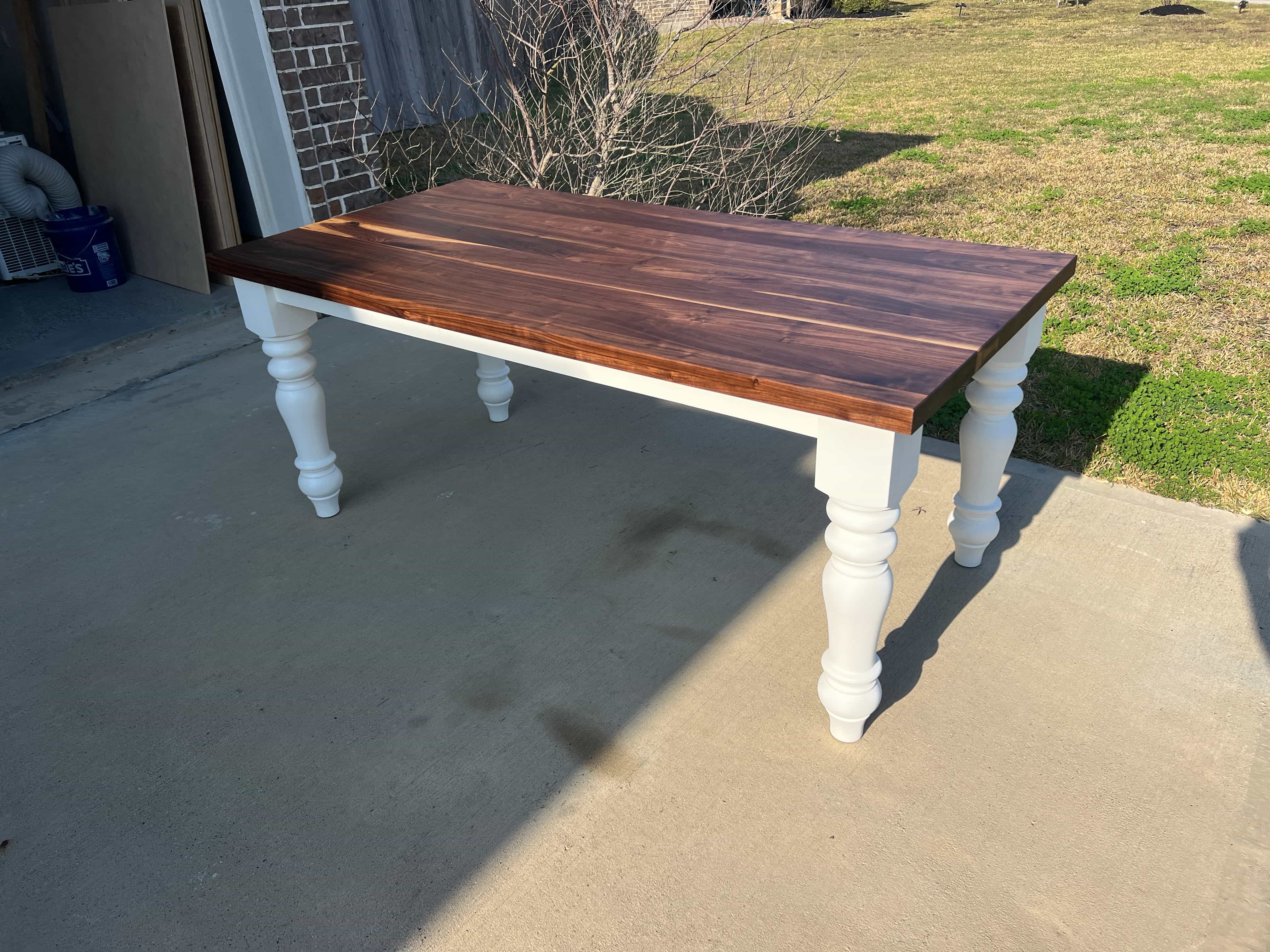 Custom alder hardwood dining table by Redleg Wood LLC Mont Belvieu TX