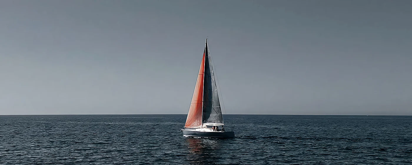 Sailboat alone on open water