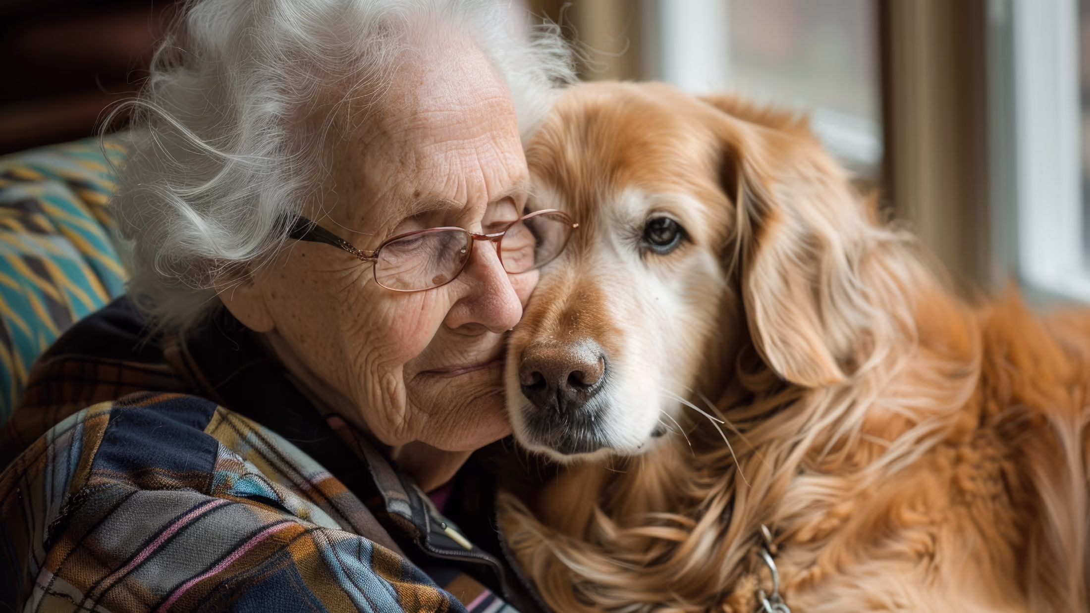 Elderly women with an aging dog