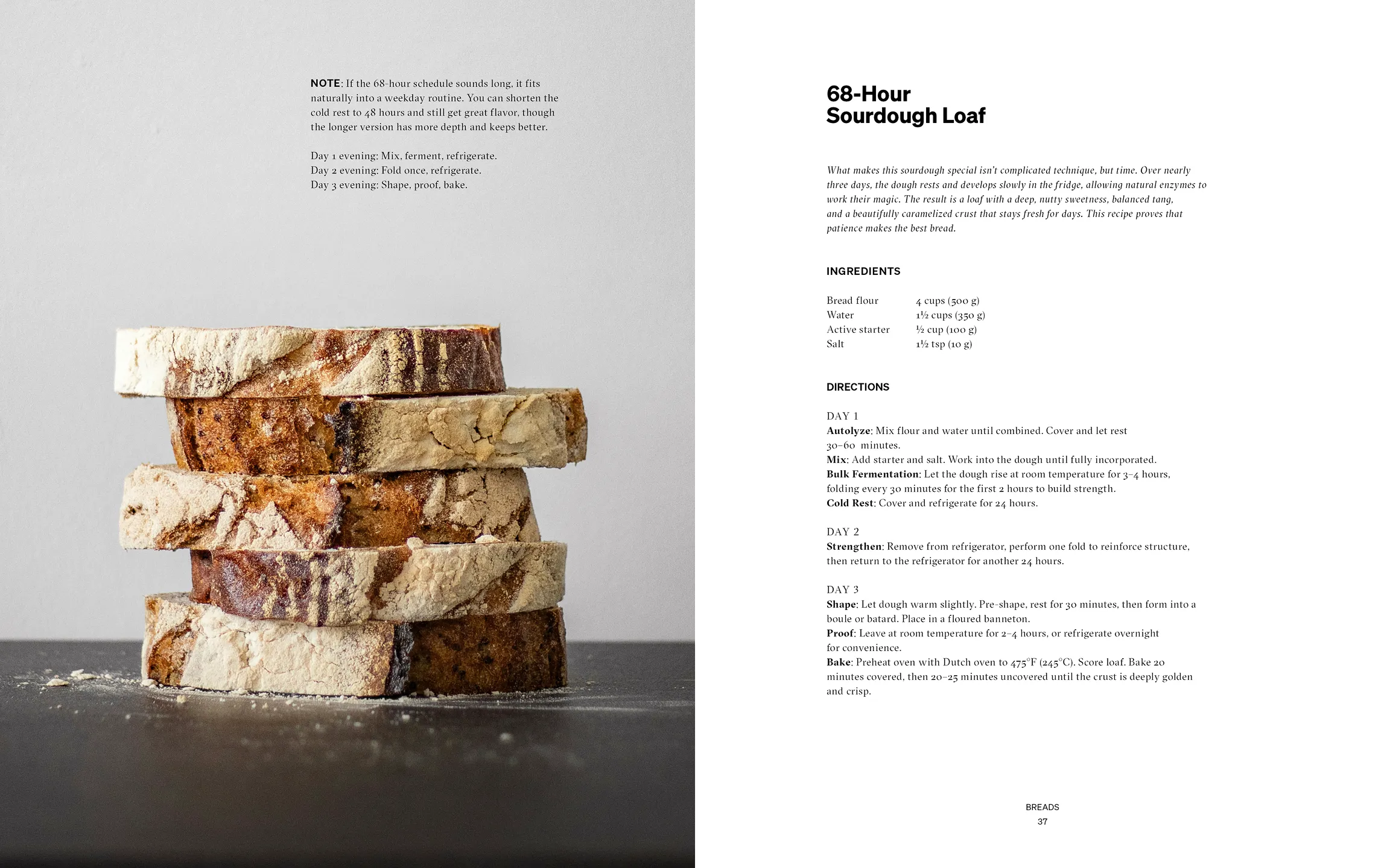 68-Hour Sourdough Loaf recipe spread