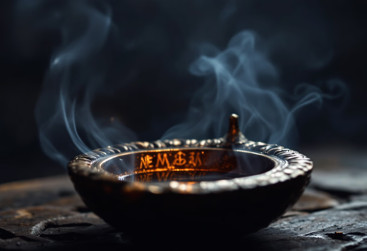image of ceremonial lamp for a hindu temple