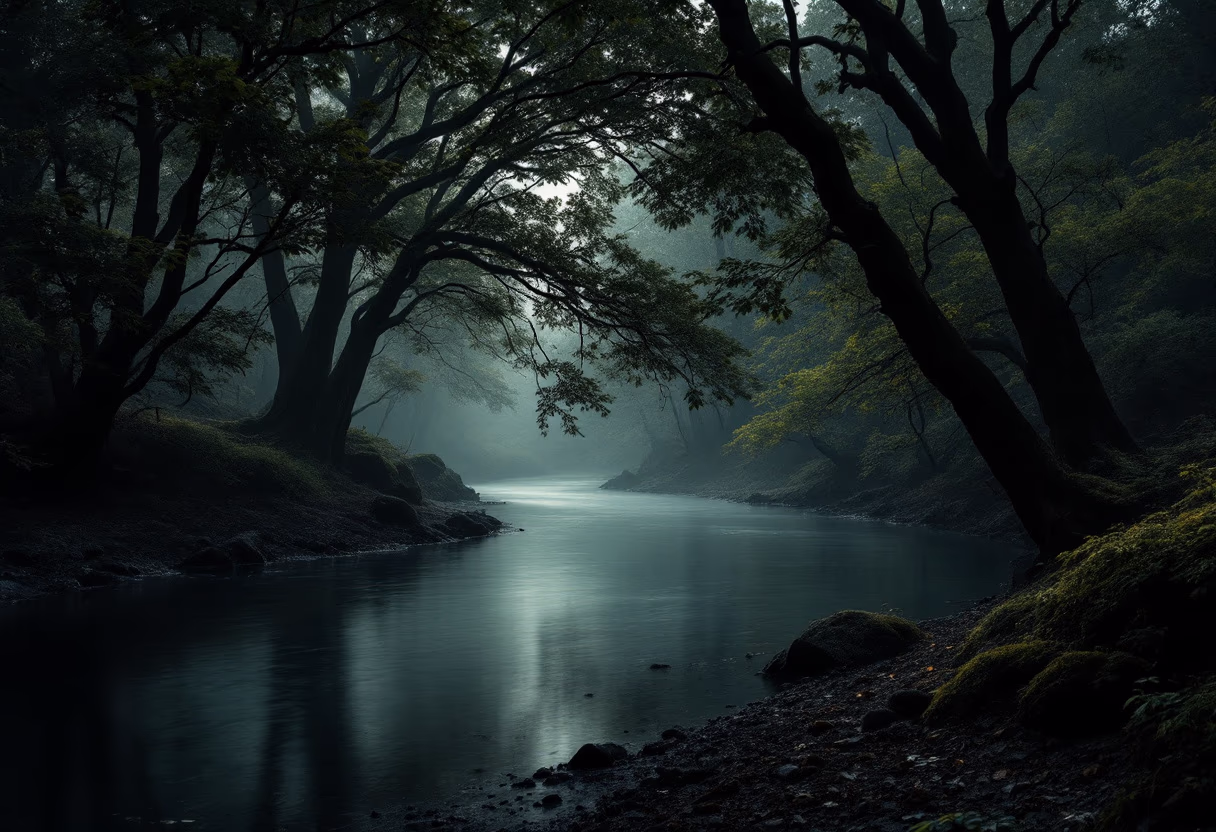 image of clean river running through a forest