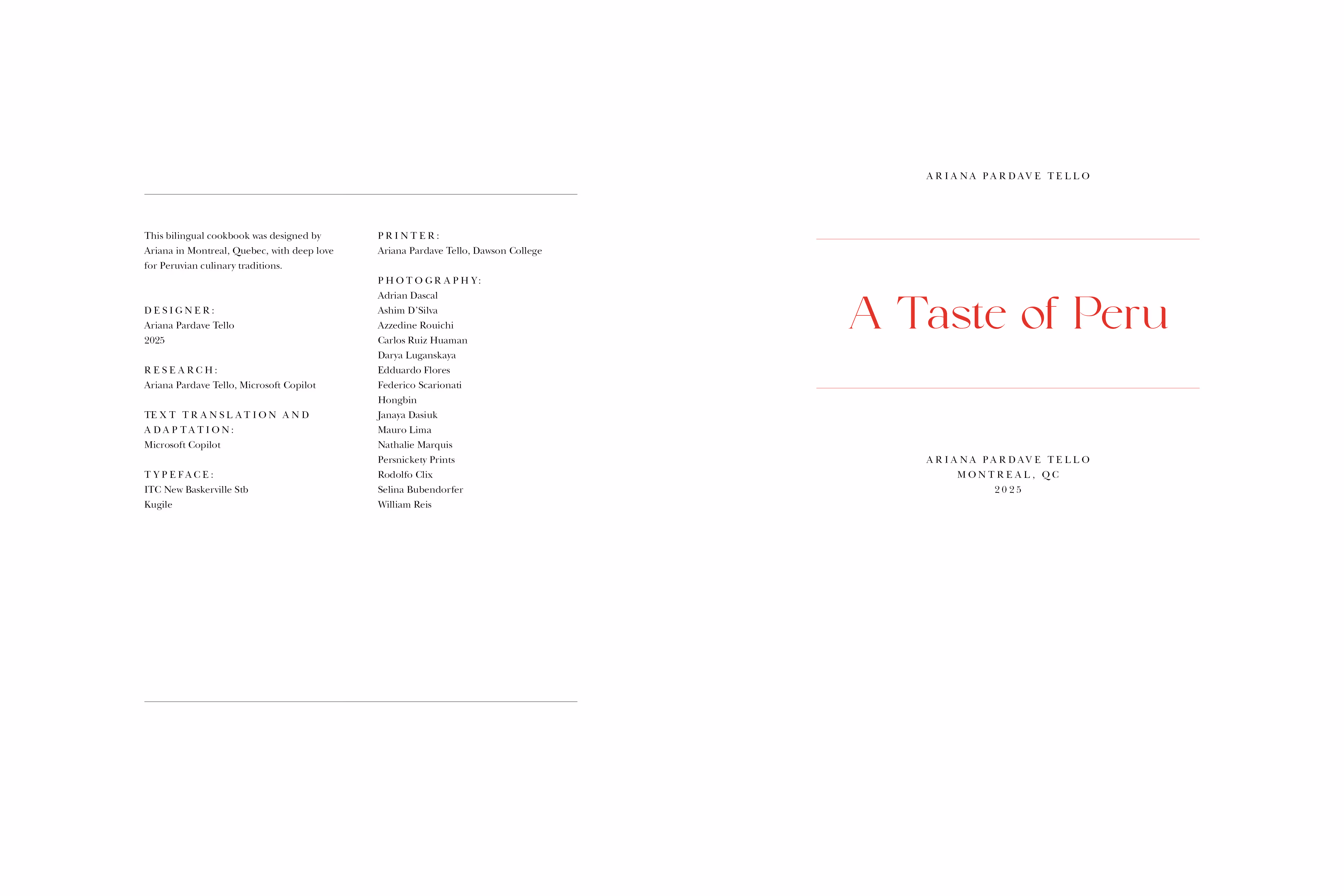 Cookbook: Title page and colophon