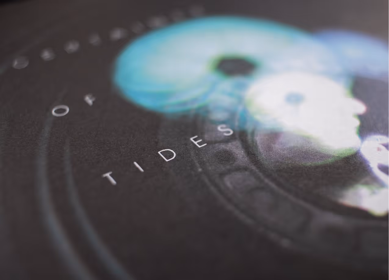 Vinyl detail focused photo.