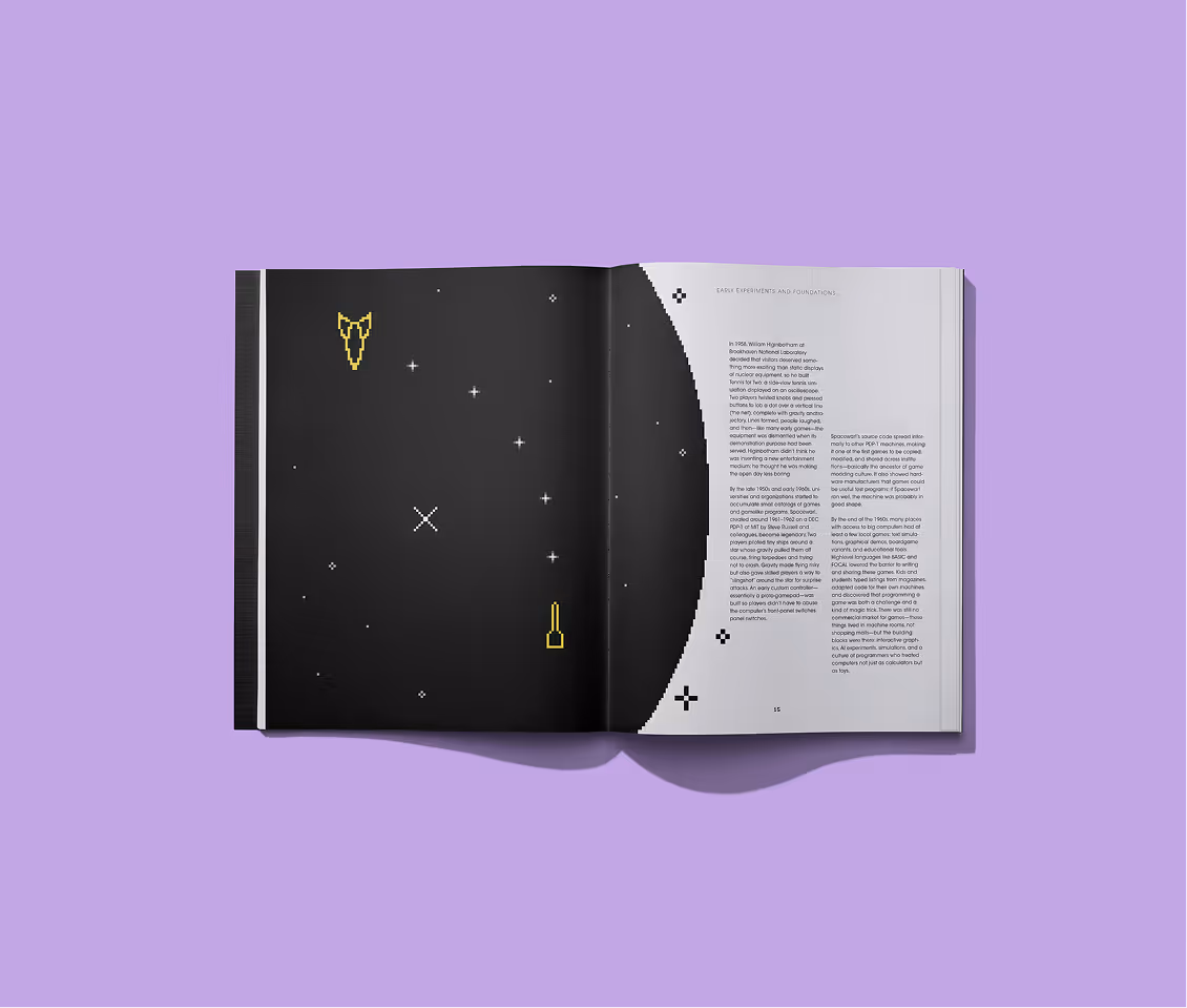 Videogame spread mockup.