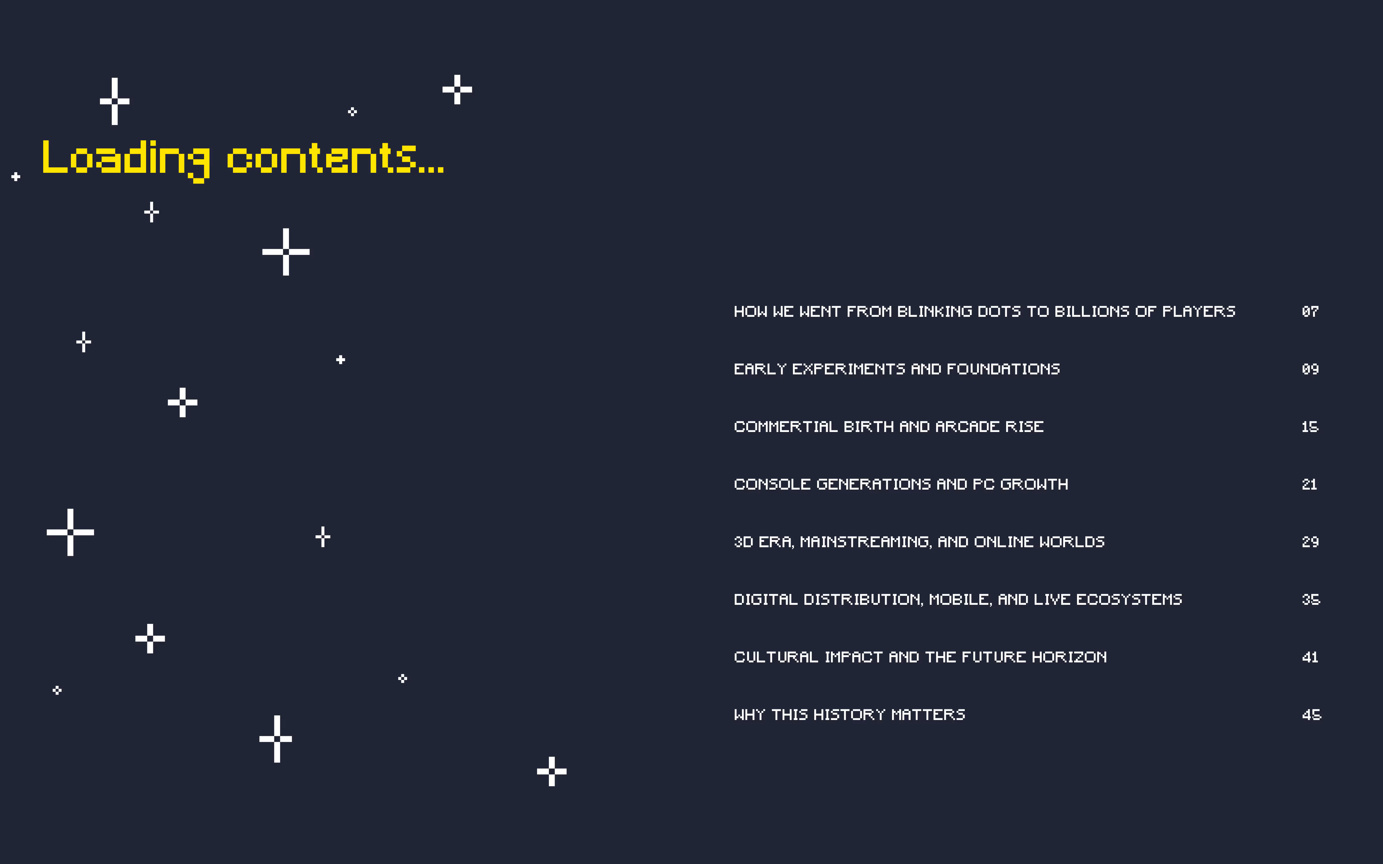 Videogame book: Table of contents