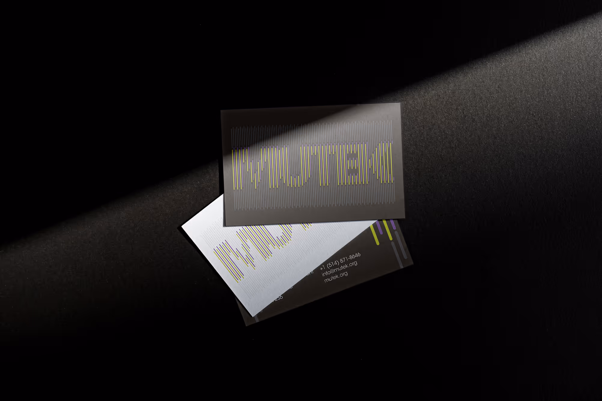 MUTEK business cards mockup.