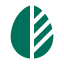 Simple green leaf icon split in half with solid left and striped right side.