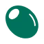 Single green olive with a dark pit on a white background.