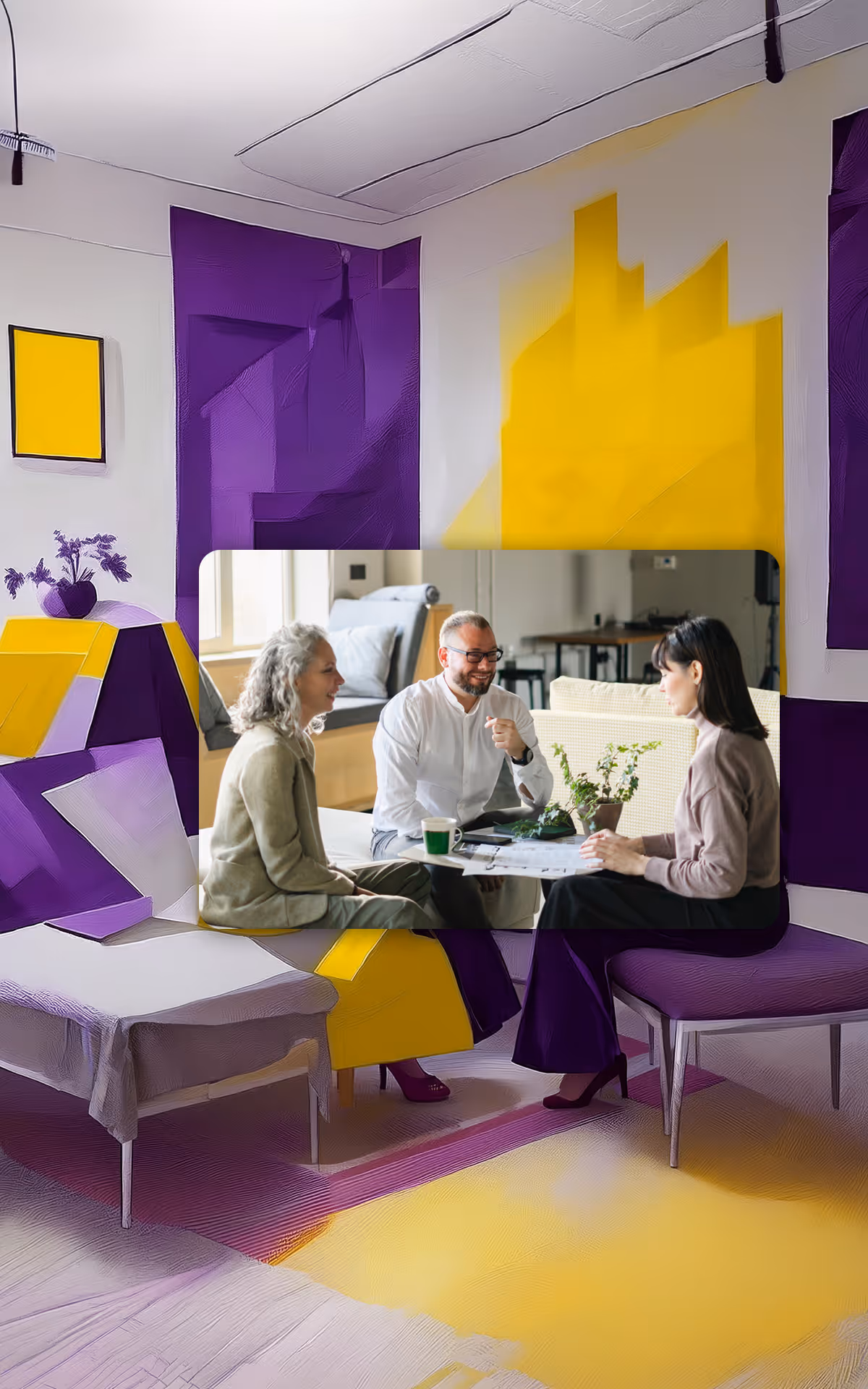 Legal professionals meeting with a client, showing how CORTO creates more time for advice and stronger client service.