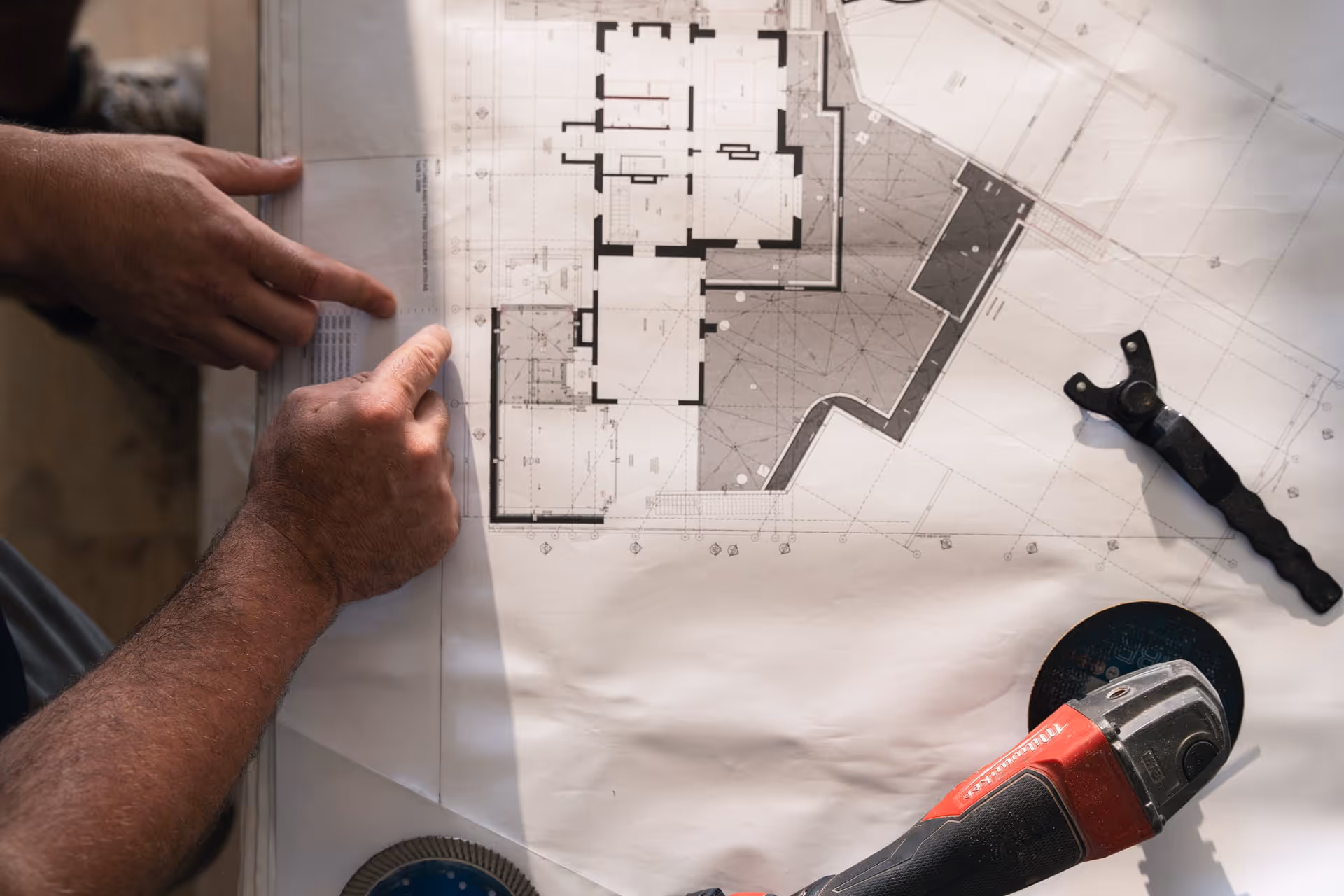 Blueprints of a Sydneyside Contracting residential build in progress