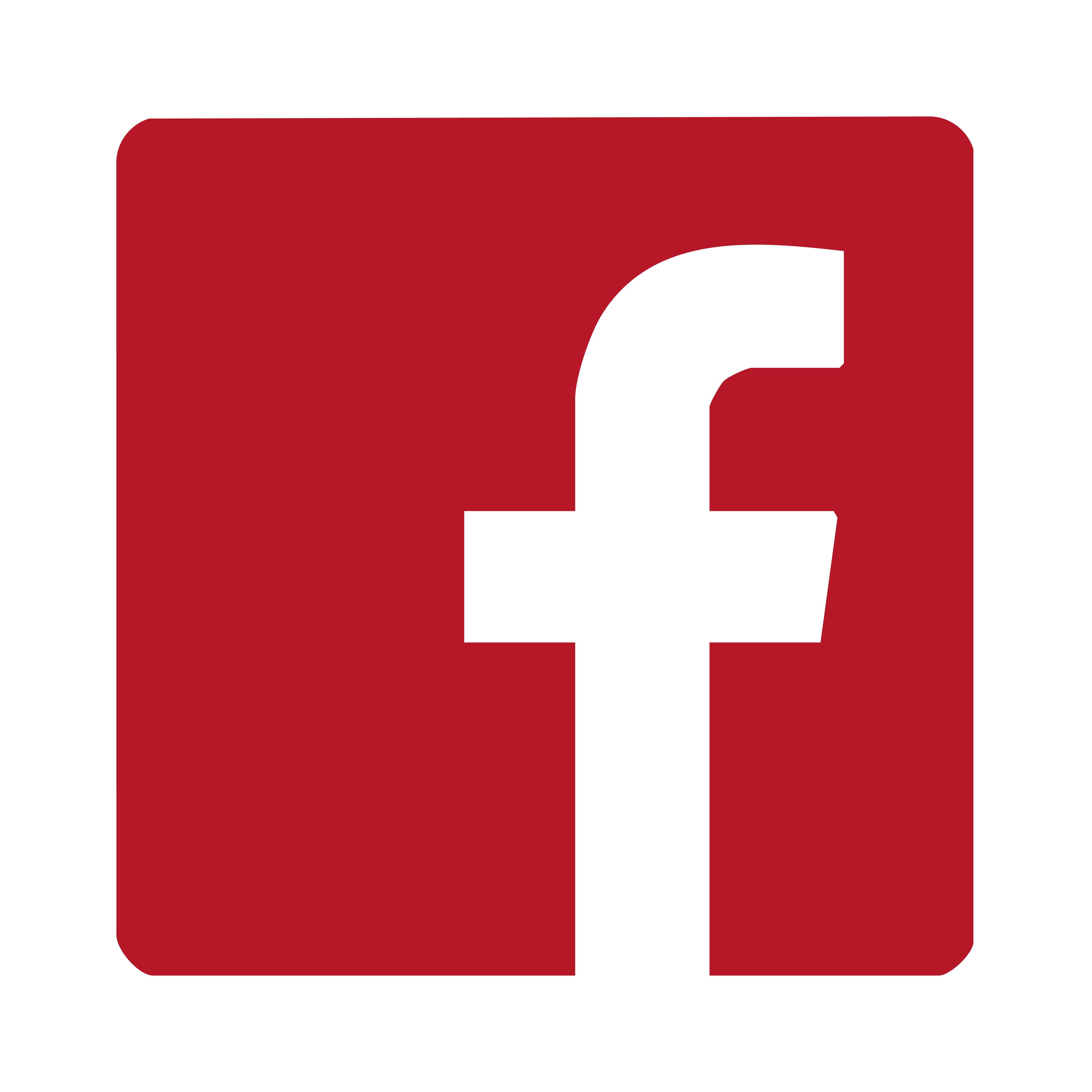 Facebook-Symbol: schwarzes f auf rotem Hintergrund, quadratisch mit abgerundeten Ecken.