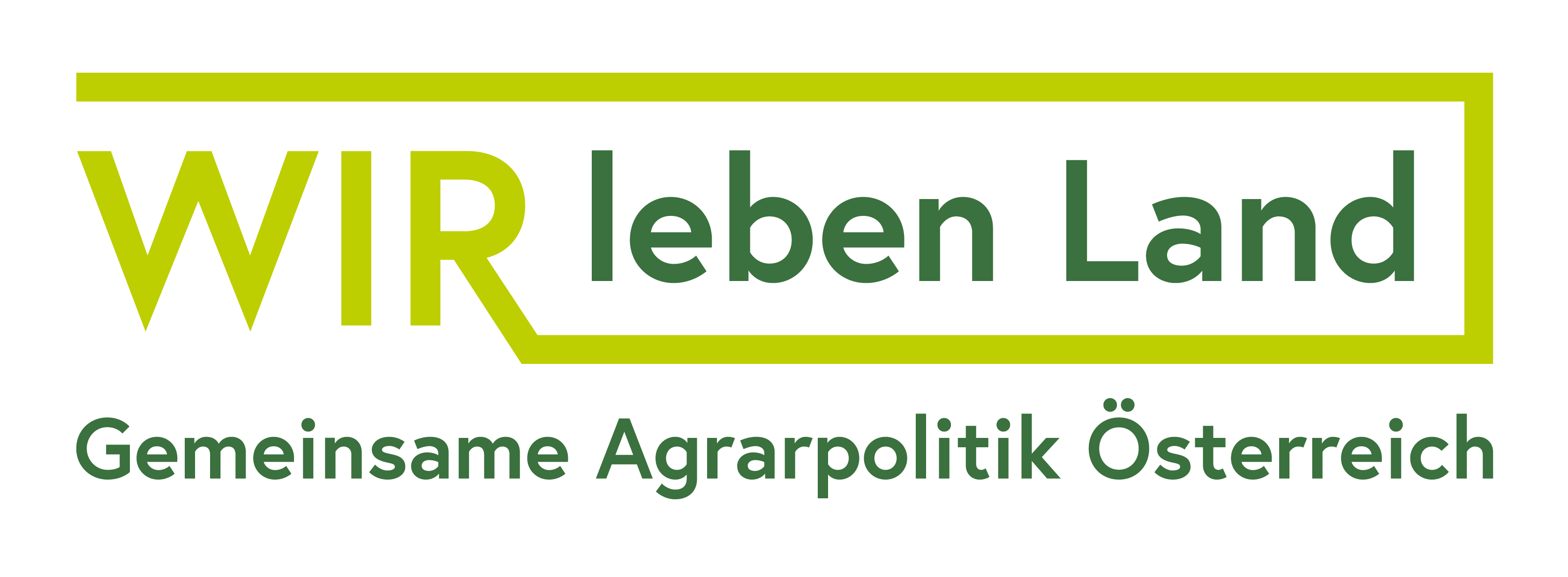 Logo mit dem Text WIR leben Land und Gemeinsame Agrarpolitik Österreich.