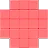 Pink pixel heart shape composed of small squares on a transparent background.