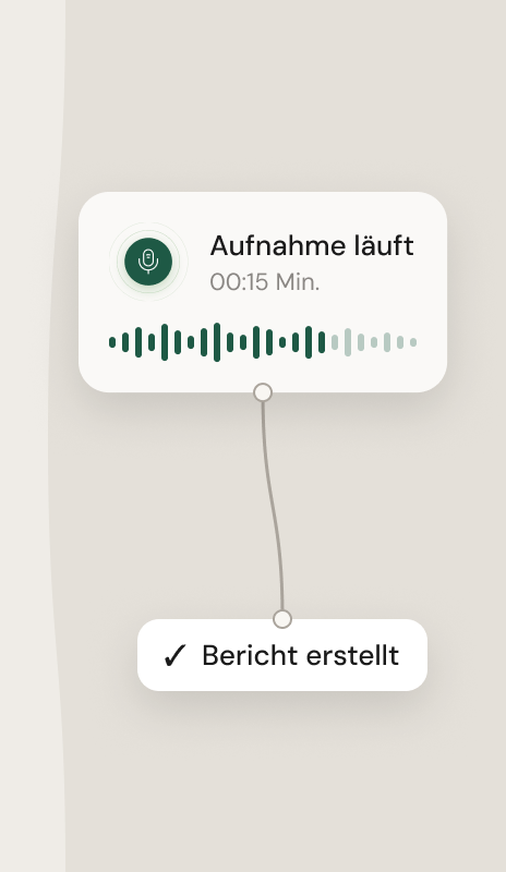 Eine laufende Sprachaufnahme wird zum fertigen Bericht